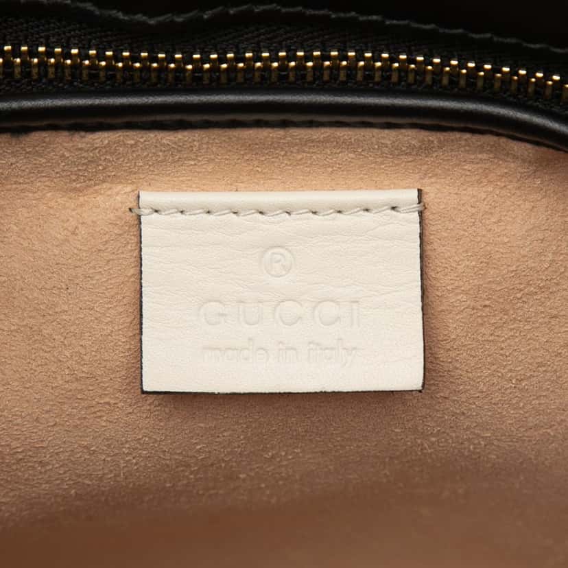 Gucci Small Bicolor Calfskin Bamboo Buckle Web Top Handle Bag Black Leather Very good condition - Box View