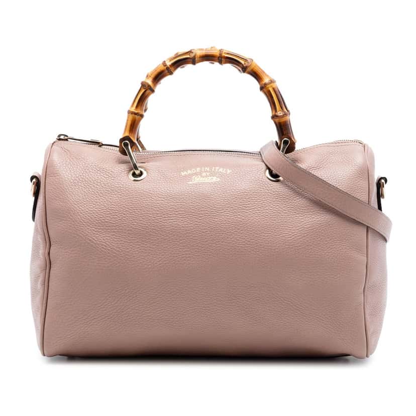 Gucci Medium Calfskin Bamboo Shopper Boston Bag Brown Leather Very good condition - Front View
