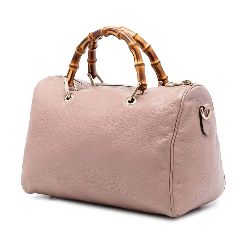 Gucci Medium Calfskin Bamboo Shopper Boston Bag Brown Leather Very good condition - Back View