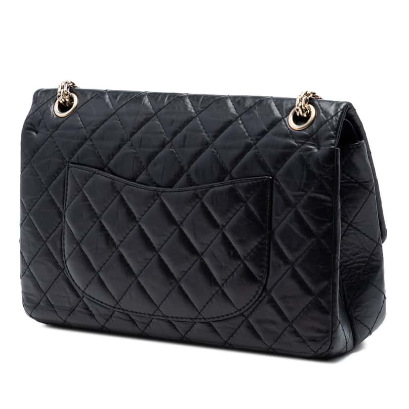 Chanel Quilted Aged Calfskin Reissue 2.55 Double Flap 226 Black Leather Very good condition - Back View