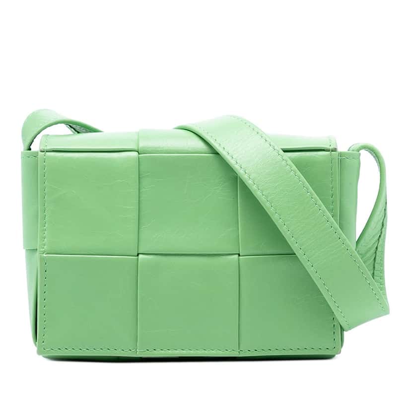 Bottega Veneta Candy Nappa Intrecciato Cassette Crossbody Green Leather Very good condition - Front View