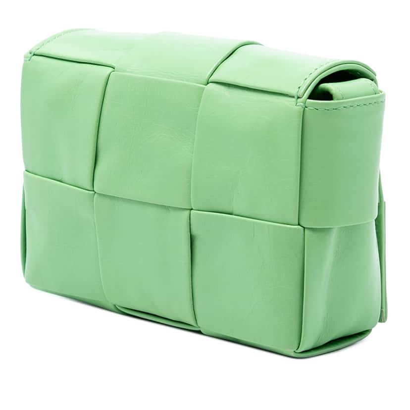 Bottega Veneta Candy Nappa Intrecciato Cassette Crossbody Green Leather Very good condition - Back View