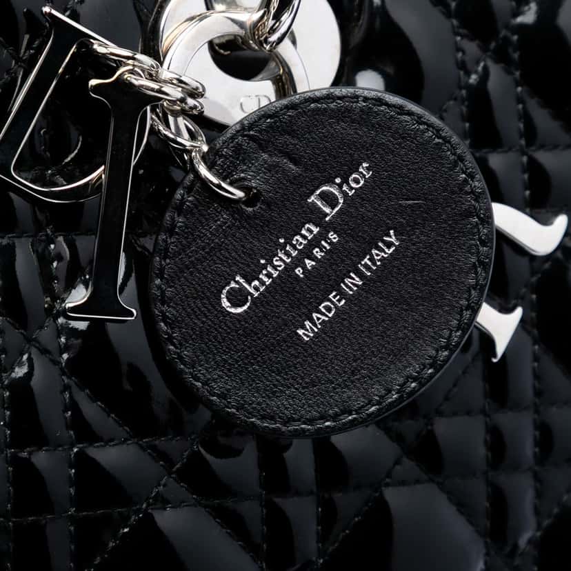 Dior Large Patent Cannage Lady Dior Black Leather Very good condition - Box View