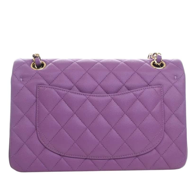 Chanel Small Classic Caviar Double Flap Purple Leather Very good condition - Back View