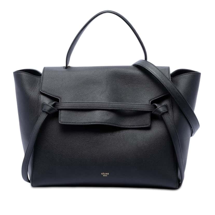 Celine Mini Grained Calfskin Belt Bag Black Leather Very good condition - Front View