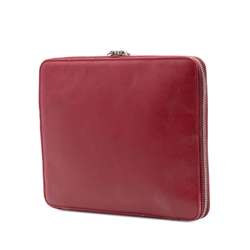 Prada Saffiano Zip Around iPad Case Red Leather Very good condition - Back View
