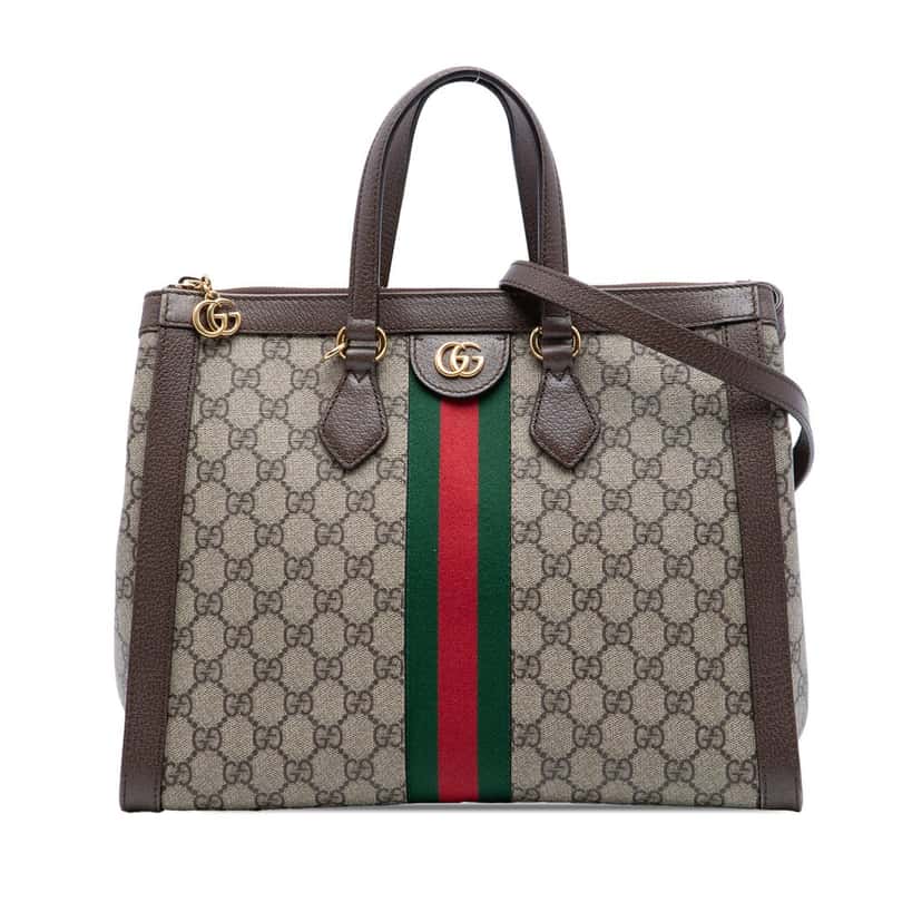Gucci GG Supreme Ophidia Satchel Beige Very good condition - Front View
