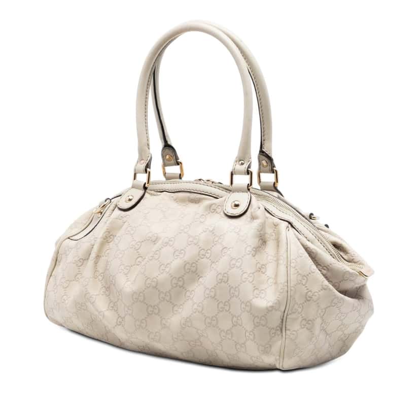 Gucci Guccissima Sukey Satchel White Leather Very good condition - Back View