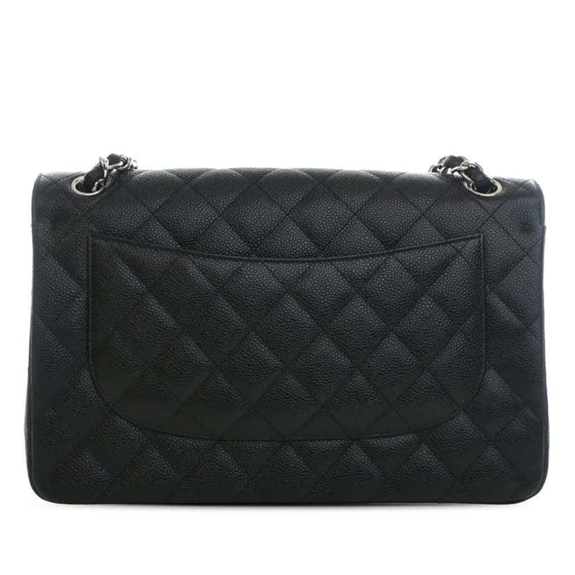 Chanel Jumbo Classic Caviar Double Flap Black Leather Very good condition - Back View