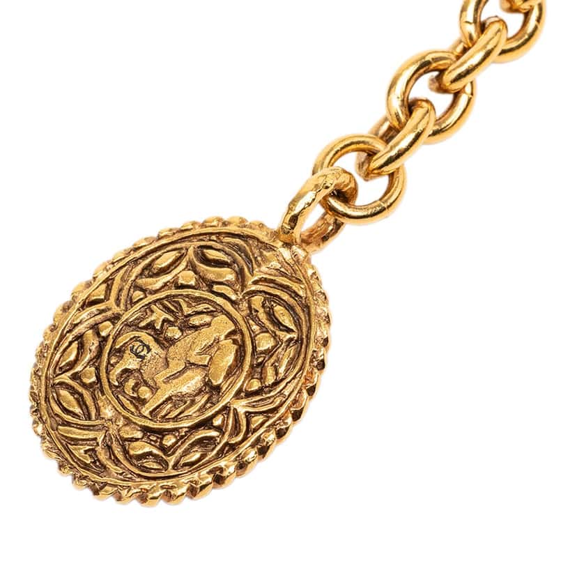 Chanel Gold Plated Equestrian Medallion Chain Belt Gold Metal Very good condition - Back View