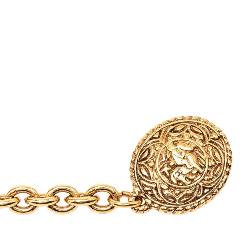 Chanel Gold Plated Equestrian Medallion Chain Belt Gold Metal Very good condition - Inside View