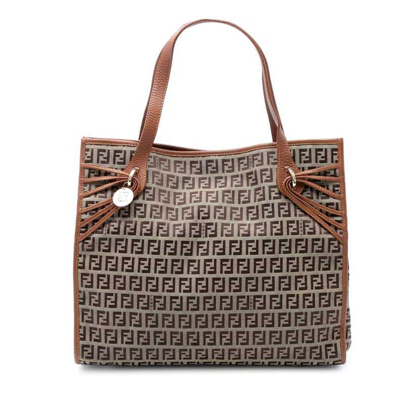 Fendi Zucchino Canvas Tote Brown Very good condition - Front View