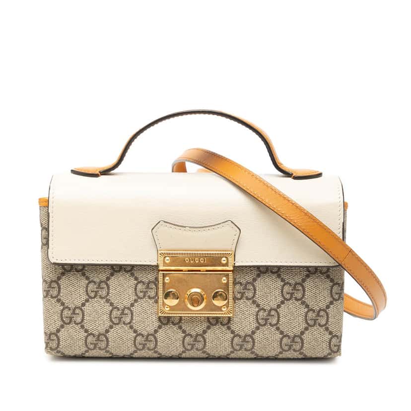 Gucci Mini GG Supreme Padlock Satchel Beige Very good condition - Front View