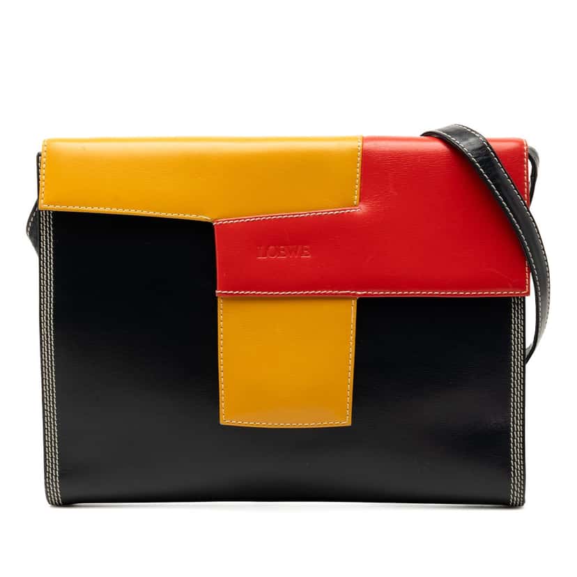 LOEWE Tricolor Leather Geometric Crossbody Black Leather Very good condition - Front View