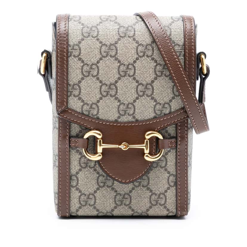Gucci Mini GG Supreme Horsebit 1955 Crossbody Beige Very good condition - Front View