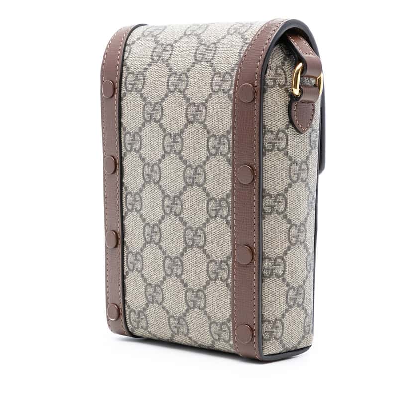Gucci Mini GG Supreme Horsebit 1955 Crossbody Beige Very good condition - Back View