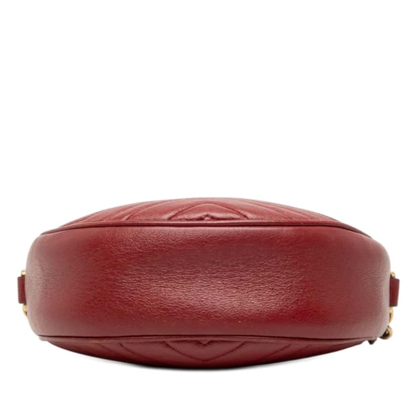Gucci Mini GG Marmont Matelasse Leather Round Crossbody Red Leather Very good condition - Inside View