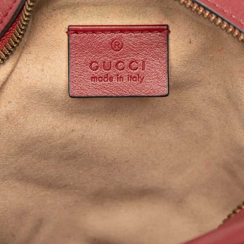 Gucci Mini GG Marmont Matelasse Leather Round Crossbody Red Leather Very good condition - Box View