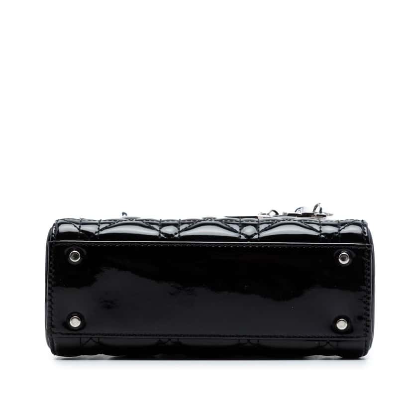 Dior Mini Patent Cannage Lady Dior Black Leather Very good condition - Inside View