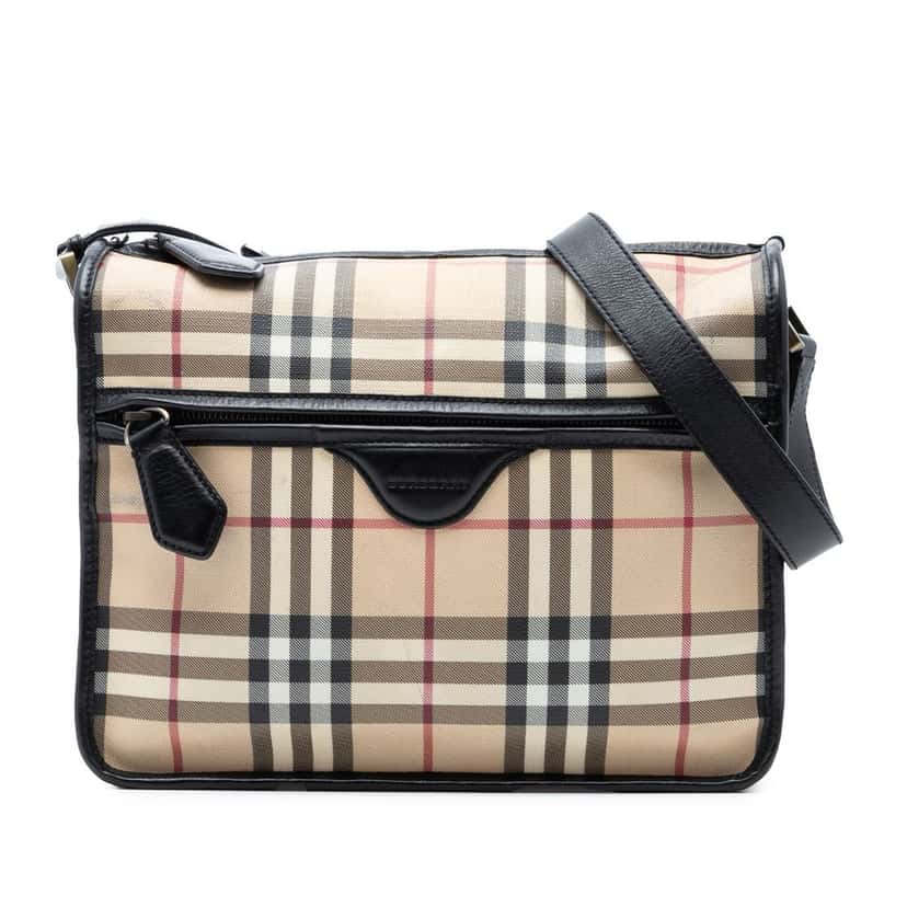 Burberry House Check Coated Canvas Crossbody Beige Very good condition - Front View