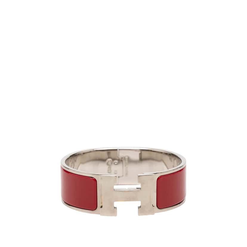 Hermès Wide Enamel Clic Clac H Bracelet GM Red Very good condition - Front View