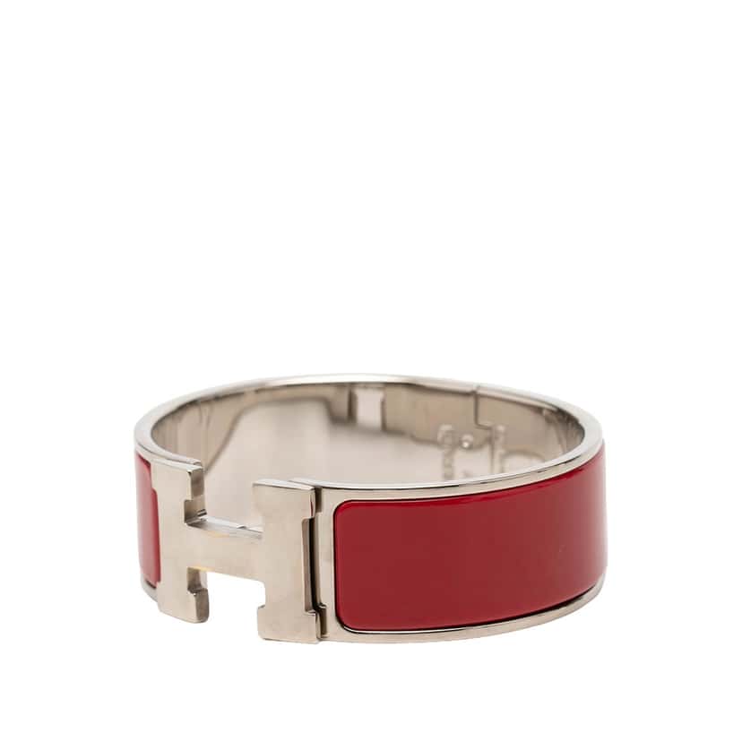 Hermès Wide Enamel Clic Clac H Bracelet GM Red Very good condition - Back View