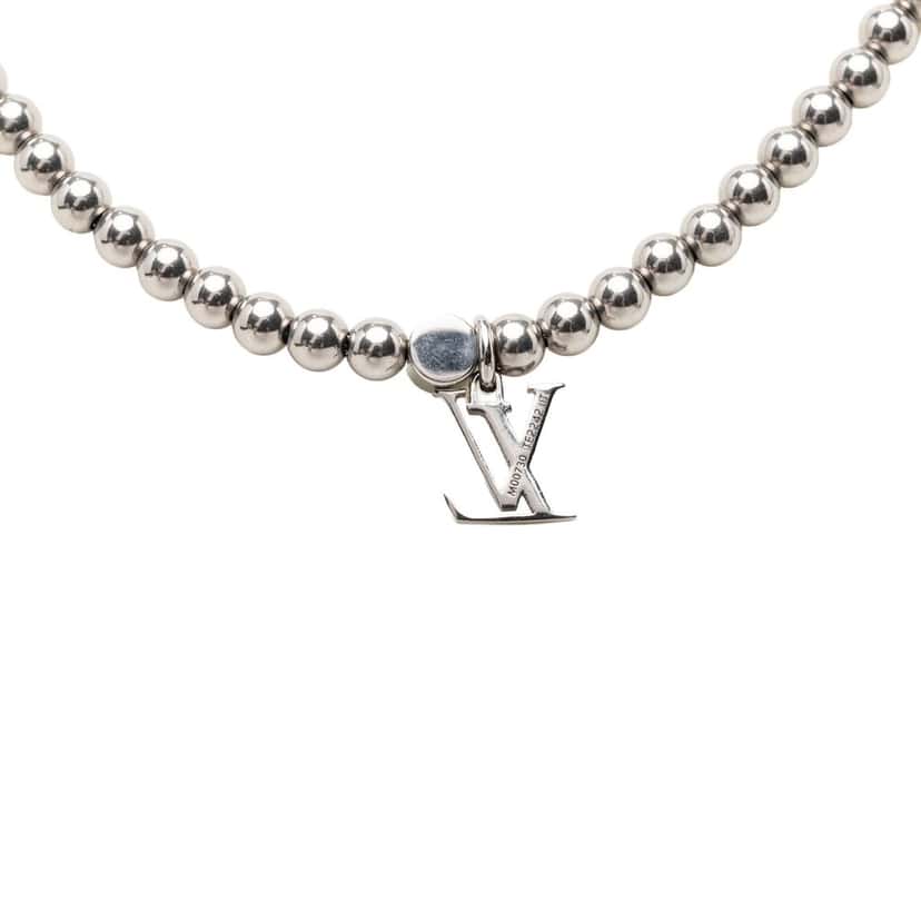 Louis Vuitton Brass Crystal Nano Beads Pendant Necklace Silver Metal Very good condition - Inside View
