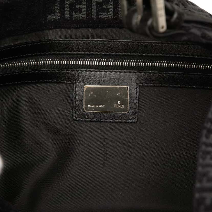 Fendi Zucchino Canvas Shoulder Bag Black Very good condition - Box View
