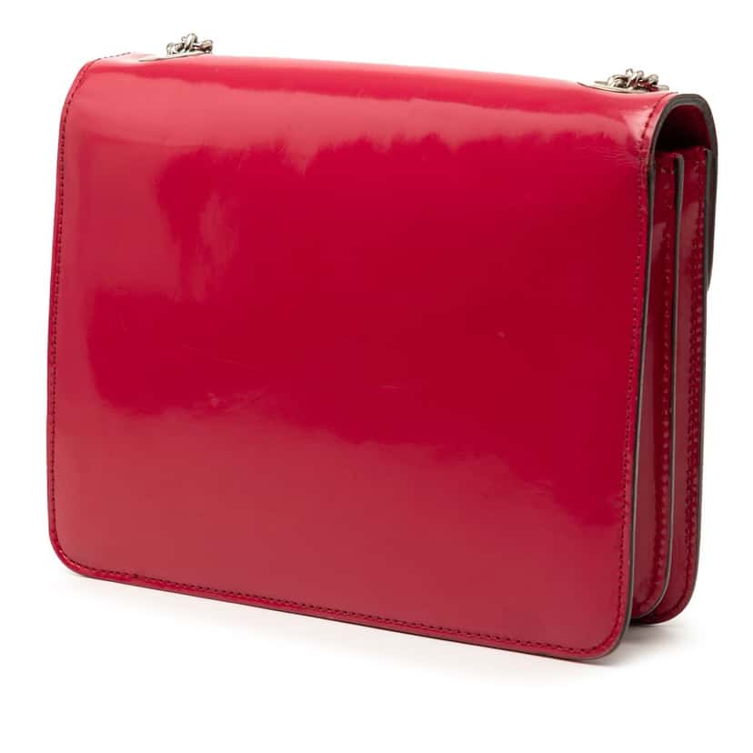 Gucci Small Polished Calfskin Interlocking G Dollar Crossbody Red Leather Very good condition - Back View