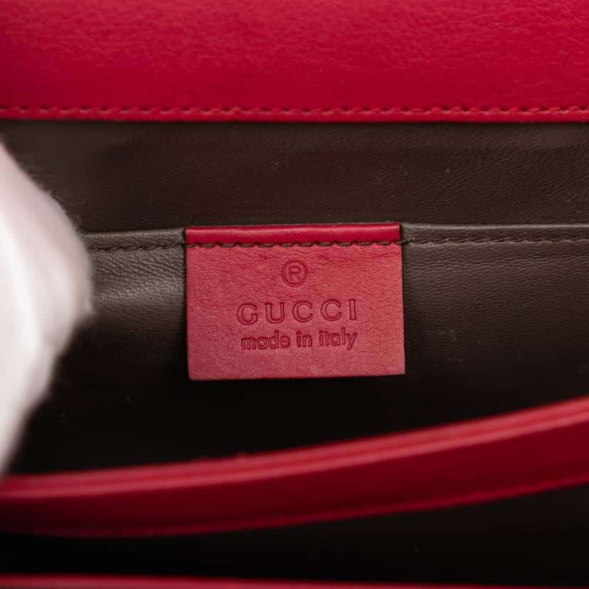 Gucci Small Polished Calfskin Interlocking G Dollar Crossbody Red Leather Very good condition - Box View