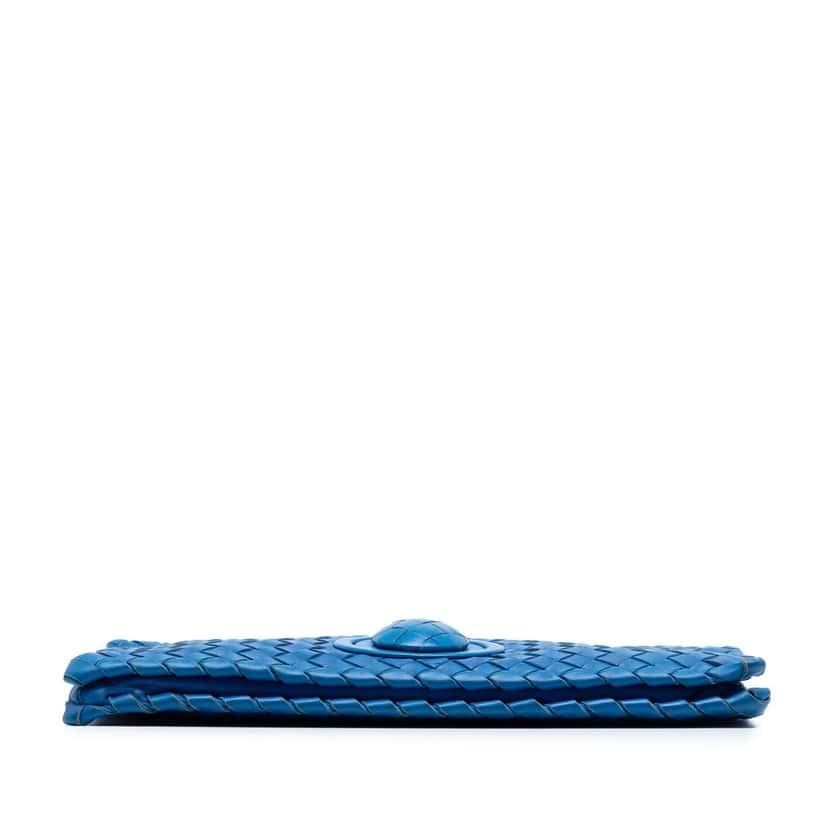 Bottega Veneta Nappa Intrecciato Turn Lock Clutch Blue Leather Very good condition - Inside View