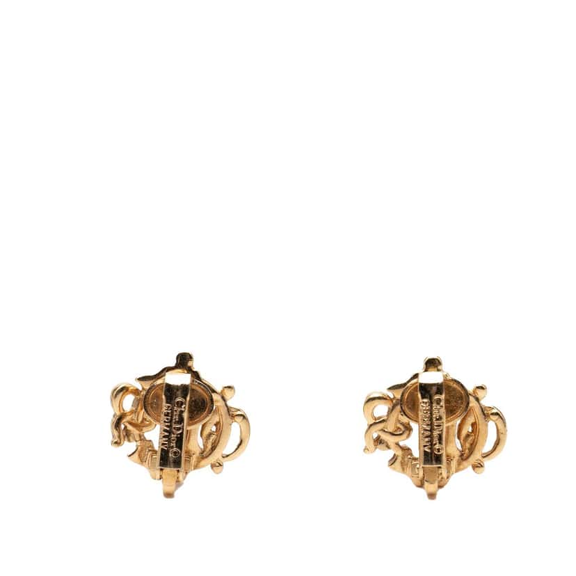 Dior Gold Plated Logo Clip On Earrings Gold Metal Very good condition - Back View