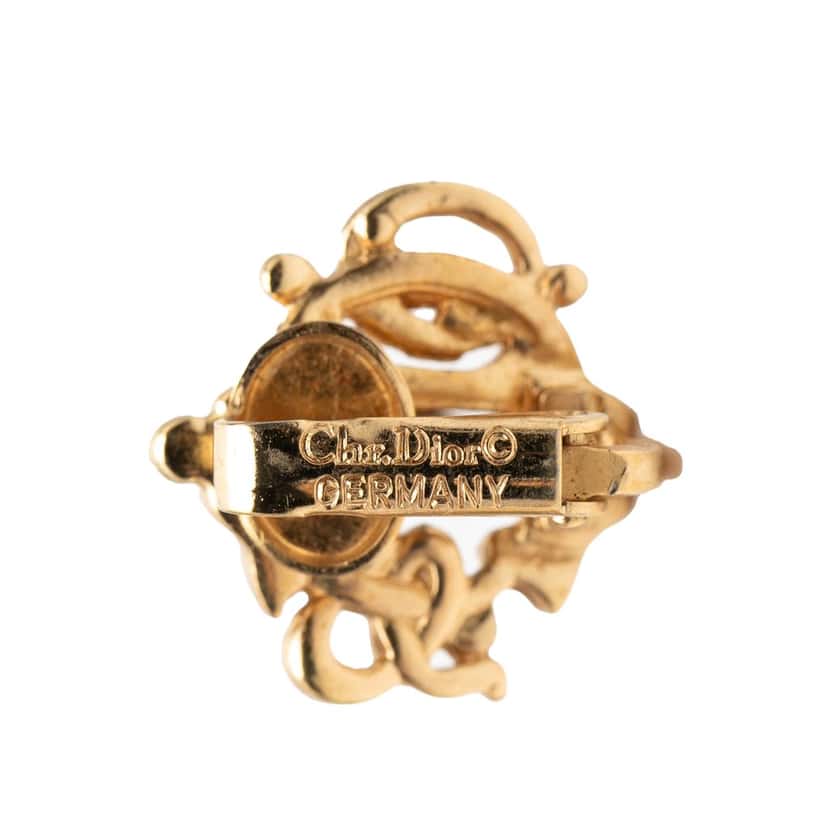 Dior Gold Plated Logo Clip On Earrings Gold Metal Very good condition - Inside View
