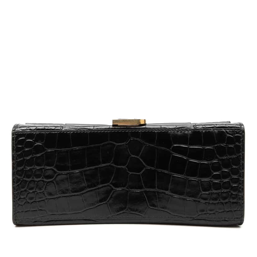 Balenciaga Small Croc Embossed Leather Hourglass Top Handle Bag Black Leather Very good condition - Inside View