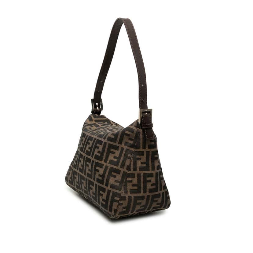 Fendi Zucca Canvas Double Flap Shoulder Bag Brown Very good condition - Back View