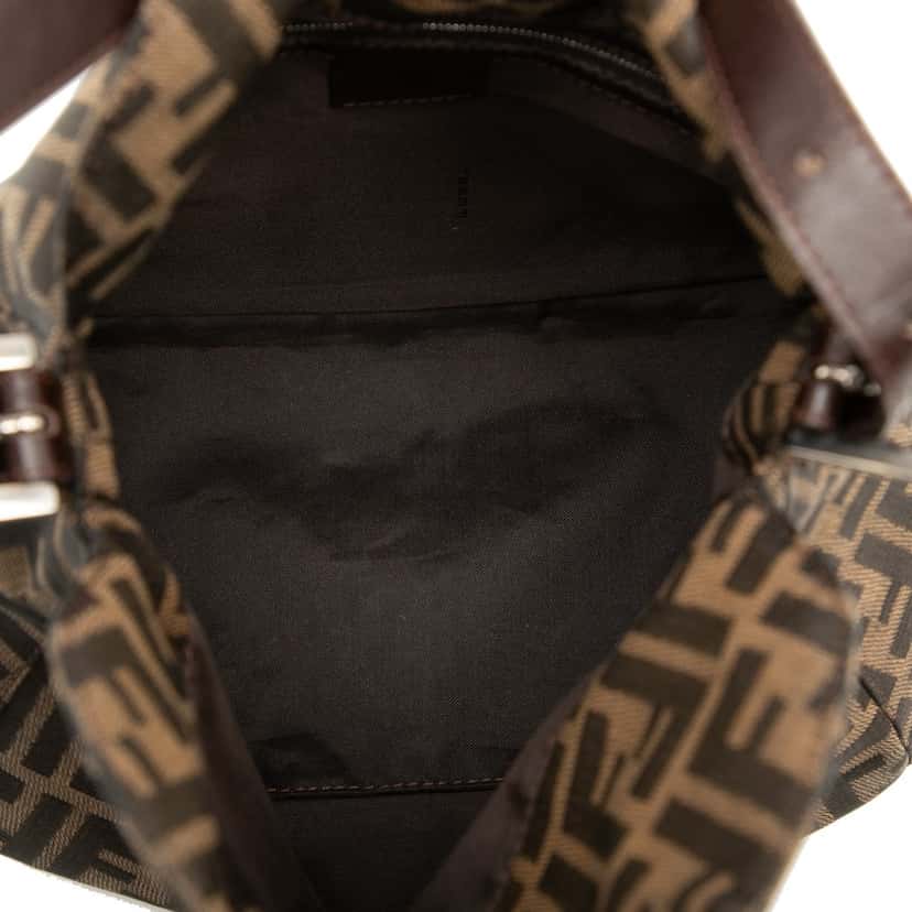 Fendi Zucca Canvas Double Flap Shoulder Bag Brown Very good condition - Model View