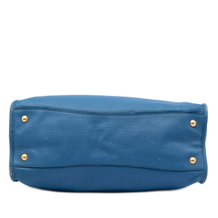 Prada Vitello Daino Zip Top Satchel Blue Leather Very good condition - Inside View