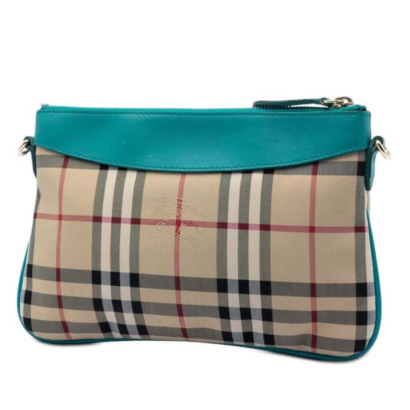 Burberry Haymarket Check Nylon Peyton Crossbody Beige Very good condition - Back View