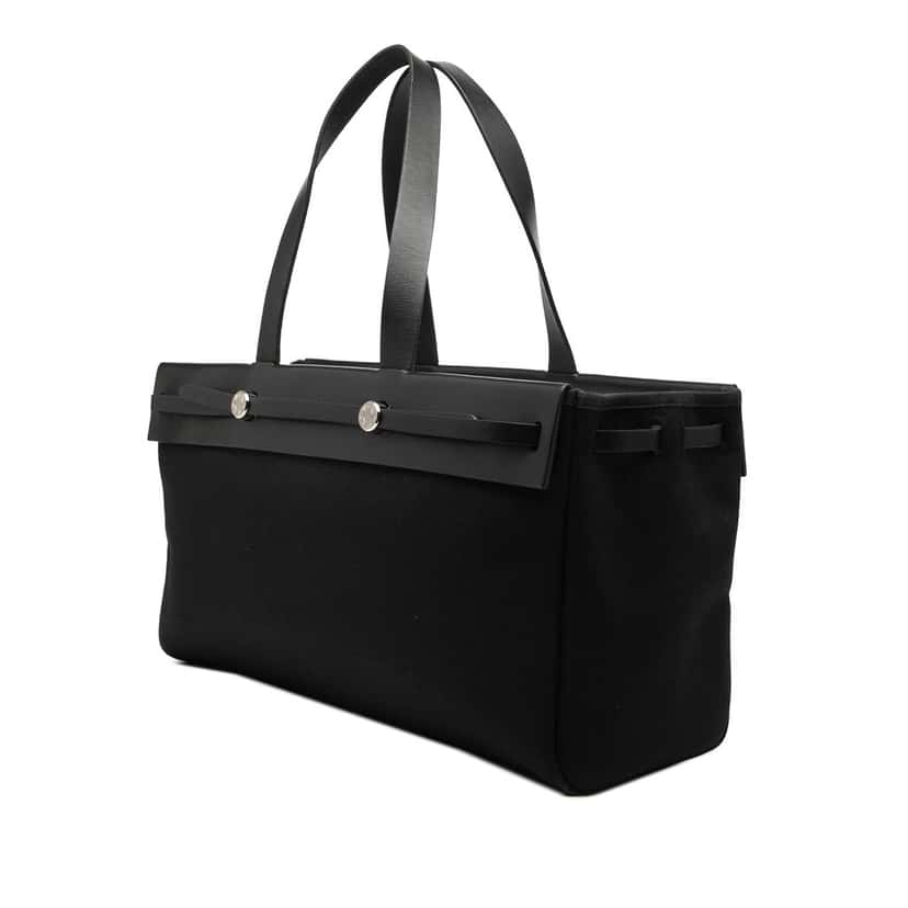 Hermès Toile and Vache Hunter Herbag Cabas MM Black Very good condition - Back View