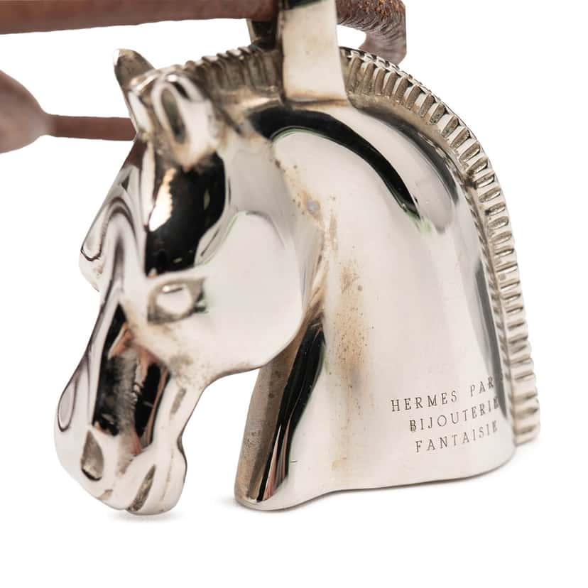 Hermès Palladium Plated Horse Head Pendant Necklace Silver Metal Very good condition - Box View