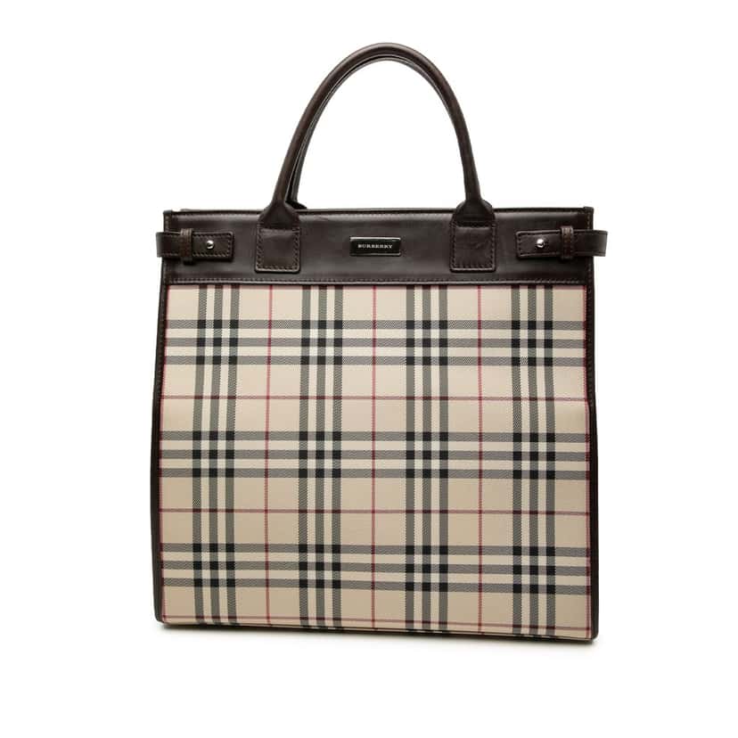 Burberry House Check Canvas Convertible Tote Beige Very good condition - Front View