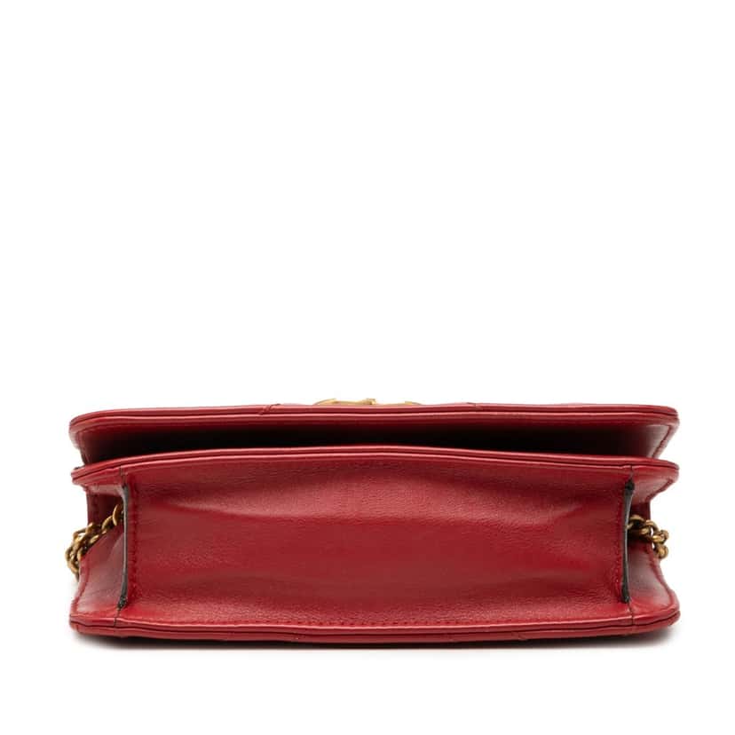 Gucci Mini GG Marmont Matelasse Calfskin Wallet On Chain Red Leather Very good condition - Inside View