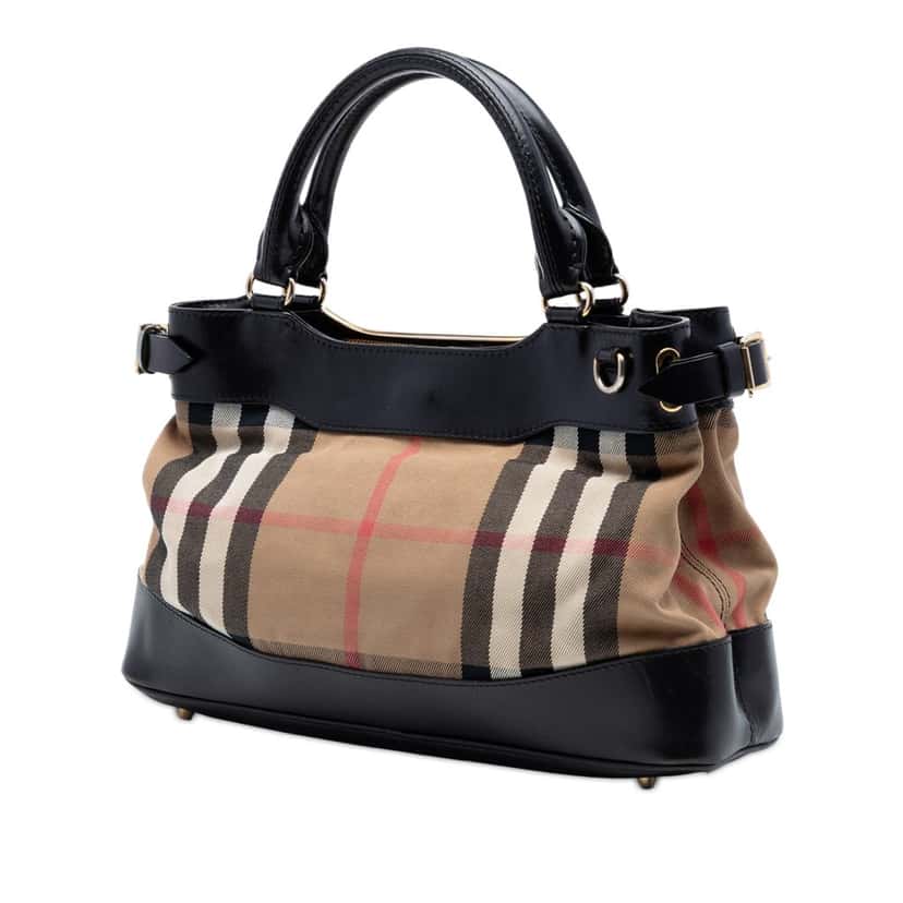 Burberry Small House Check Canvas Bridle Hepburn Satchel Brown Very good condition - Back View