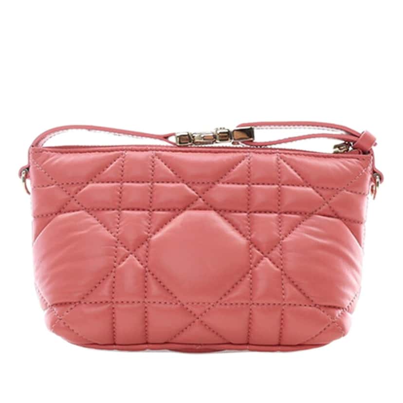 Dior Small Calfskin Macrocannage Diortravel Nomad Pouch Pink Leather Very good condition - Back View