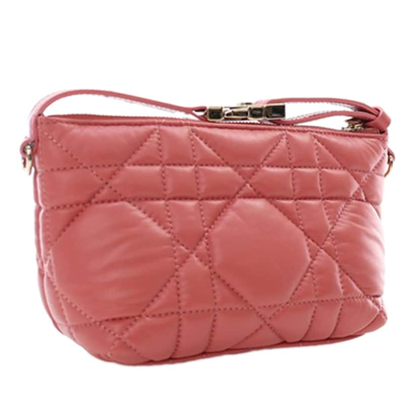 Dior Small Calfskin Macrocannage Diortravel Nomad Pouch Pink Leather Very good condition - Inside View