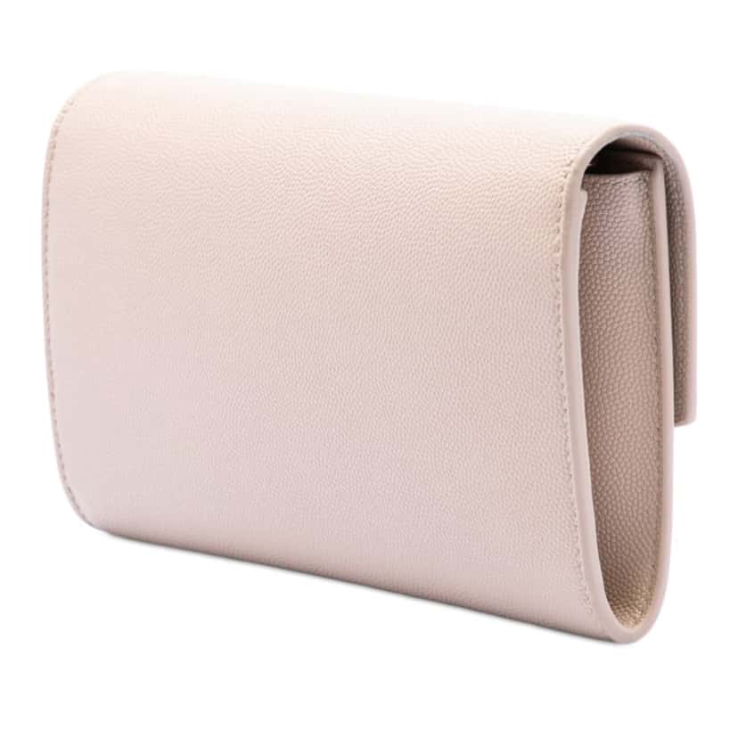 Saint Laurent Grain De Poudre Uptown Chain Wallet Beige Leather Very good condition - Back View