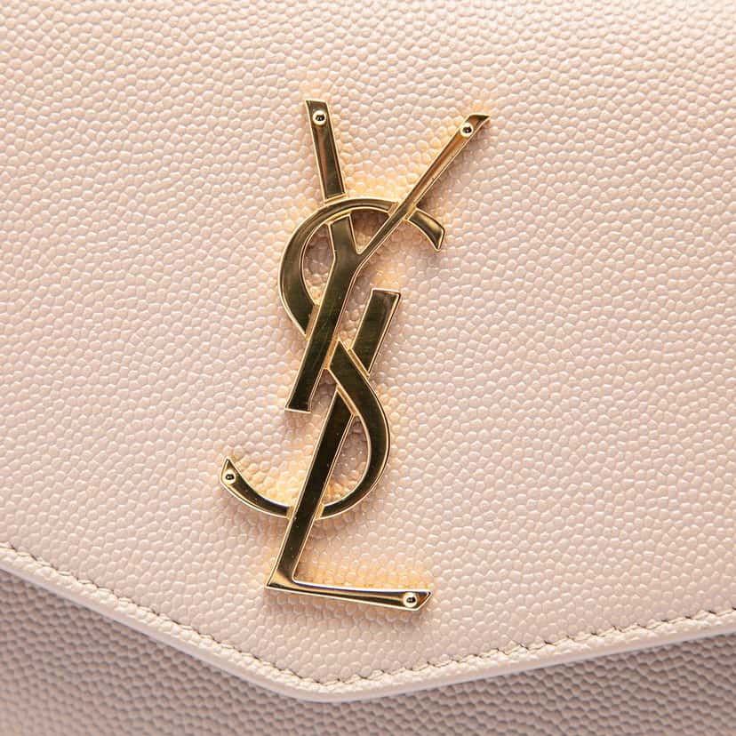 Saint Laurent Grain De Poudre Uptown Chain Wallet Beige Leather Very good condition - Box View