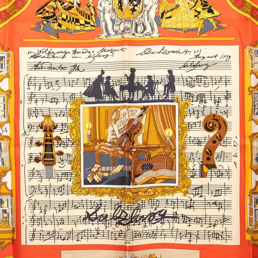 Hermès Salzburg Silk Scarf 90 Orange Very good condition - Back View