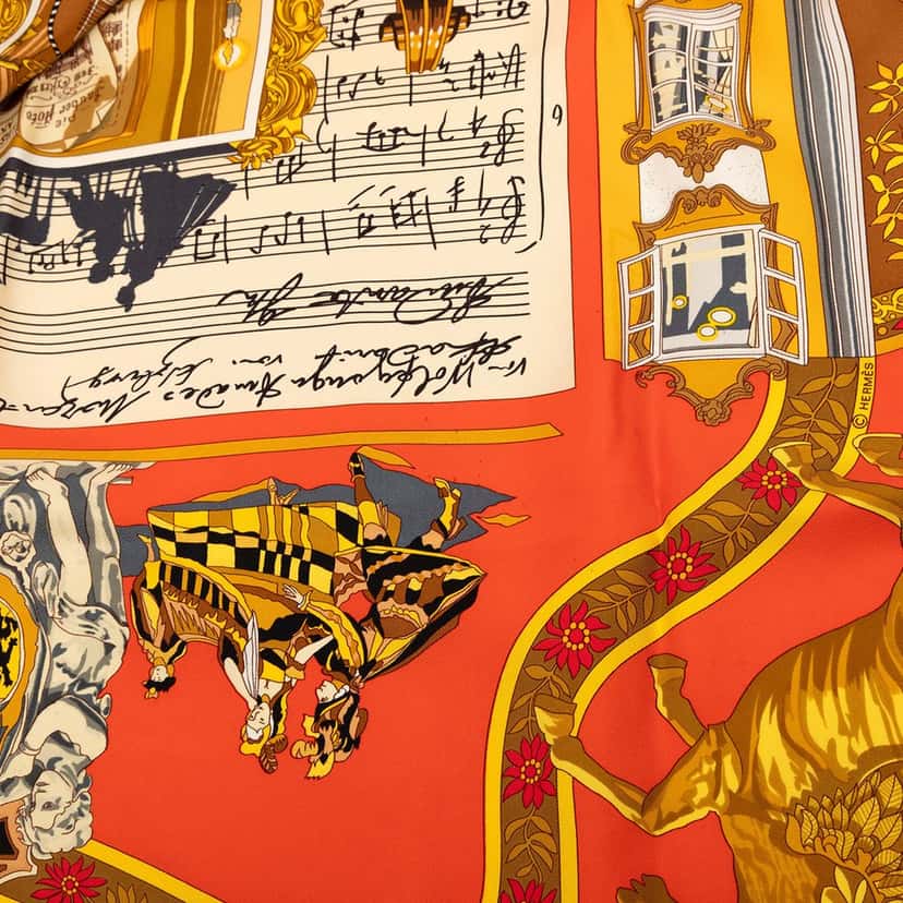 Hermès Salzburg Silk Scarf 90 Orange Very good condition - Inside View