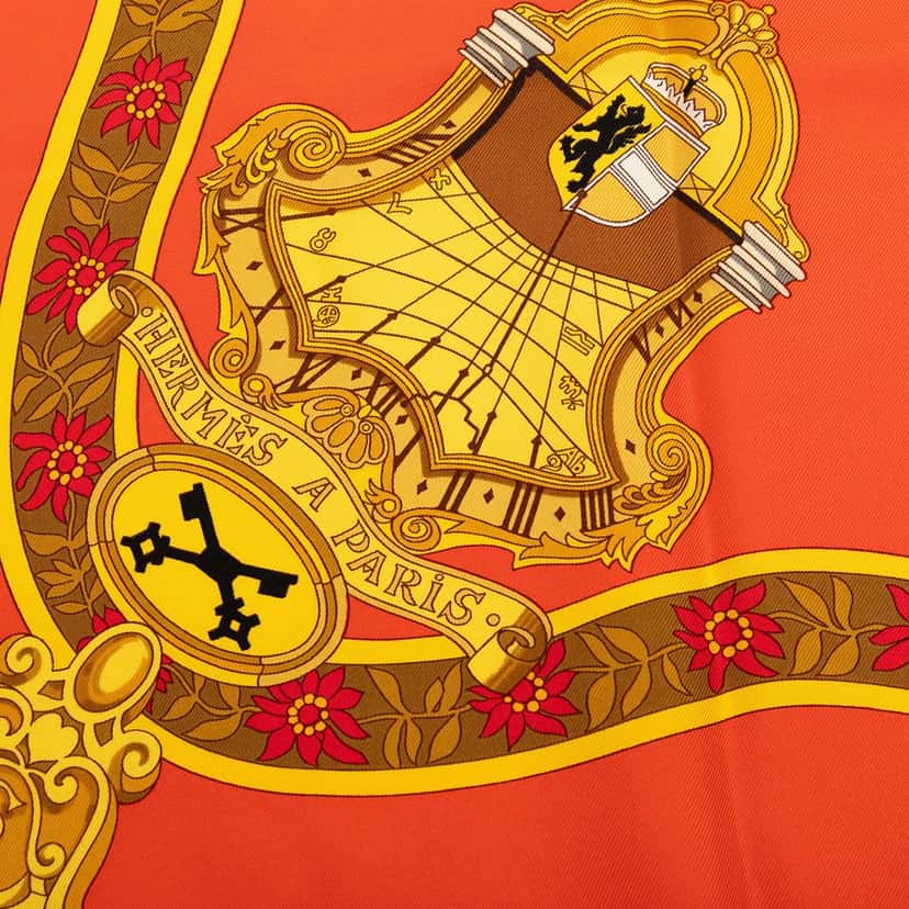 Hermès Salzburg Silk Scarf 90 Orange Very good condition - Model View